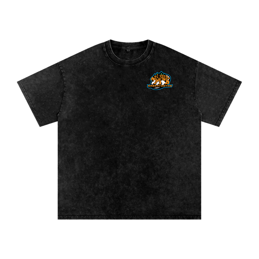 Sabertooth '26 - Snow Washed Oversized Cotton T-Shirt [Black]